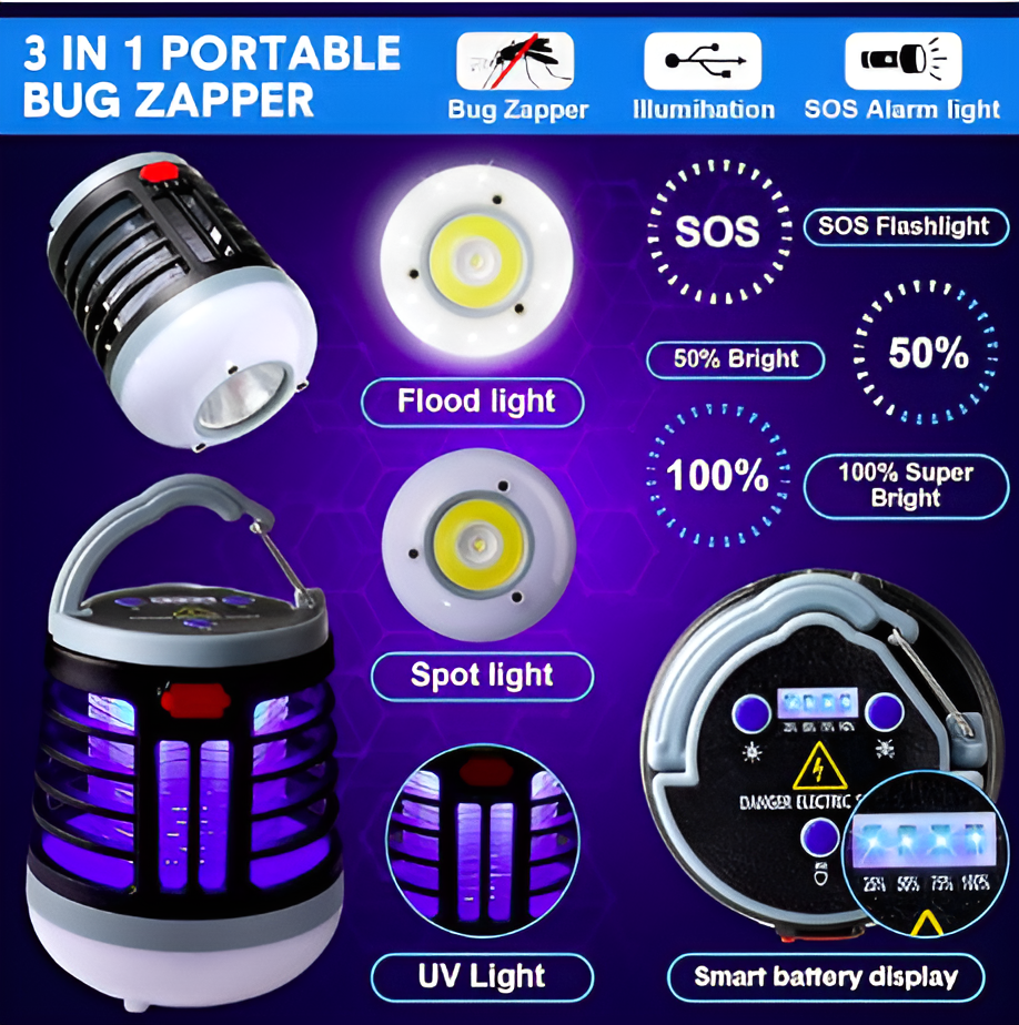 3 in 1 Bug Zapper Mosquito Killer (USB Rechargeable)