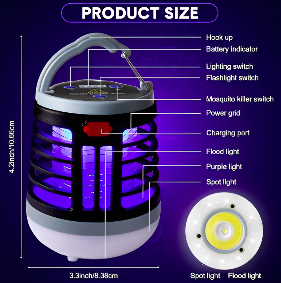 3 in 1 Bug Zapper Mosquito Killer (USB Rechargeable)