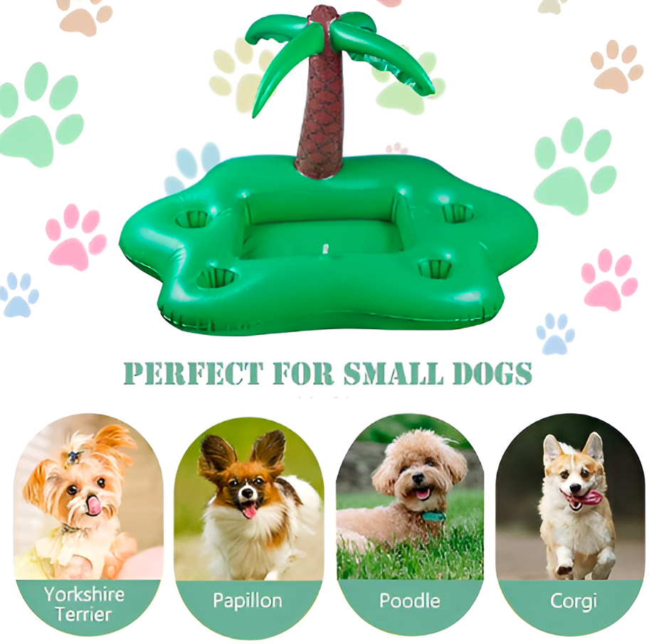 Dog Pool Floats Set for Small Dog, Puppy and Doggies (Coconut Tree)