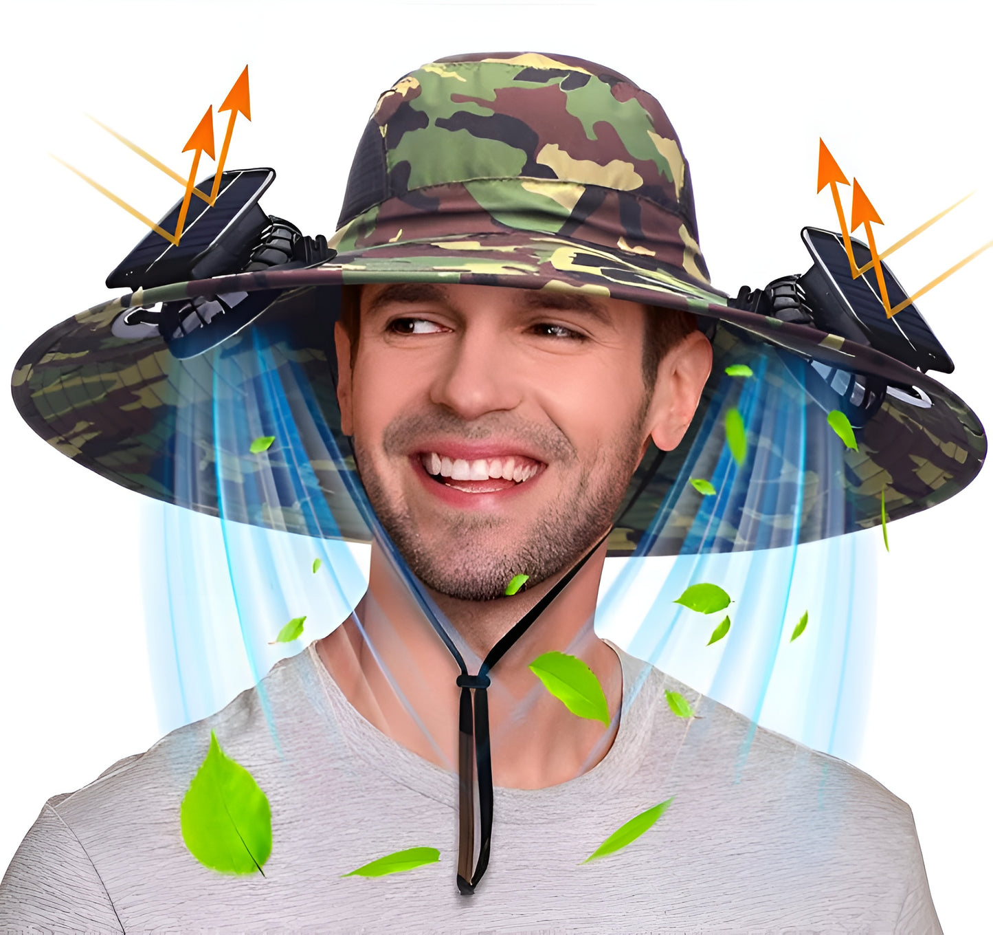 Sun Hat with 2 Solar Fan for Outdoor (USB & Solar Powered)