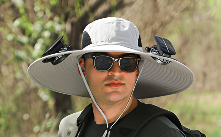 Sun Hat with 2 Solar Fan for Outdoor (USB & Solar Powered)